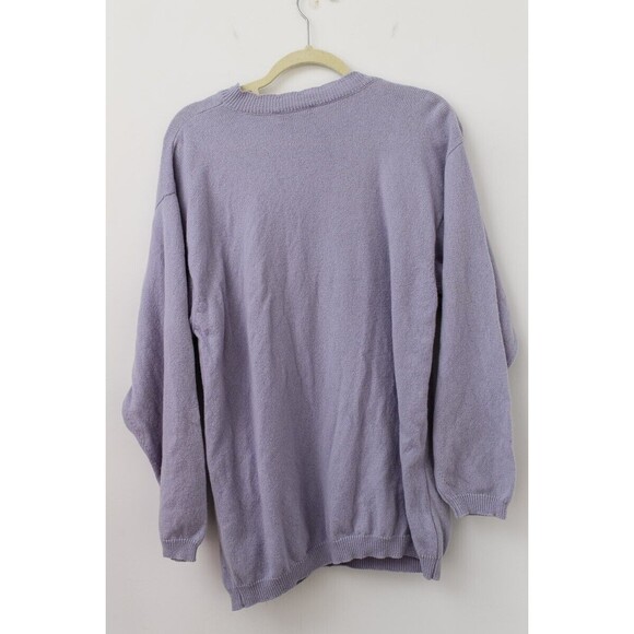 Vtg Kilkenny Lavender periwinkle Purple Wool Sweater Ireland Women's L Pockets - Picture 2 of 5